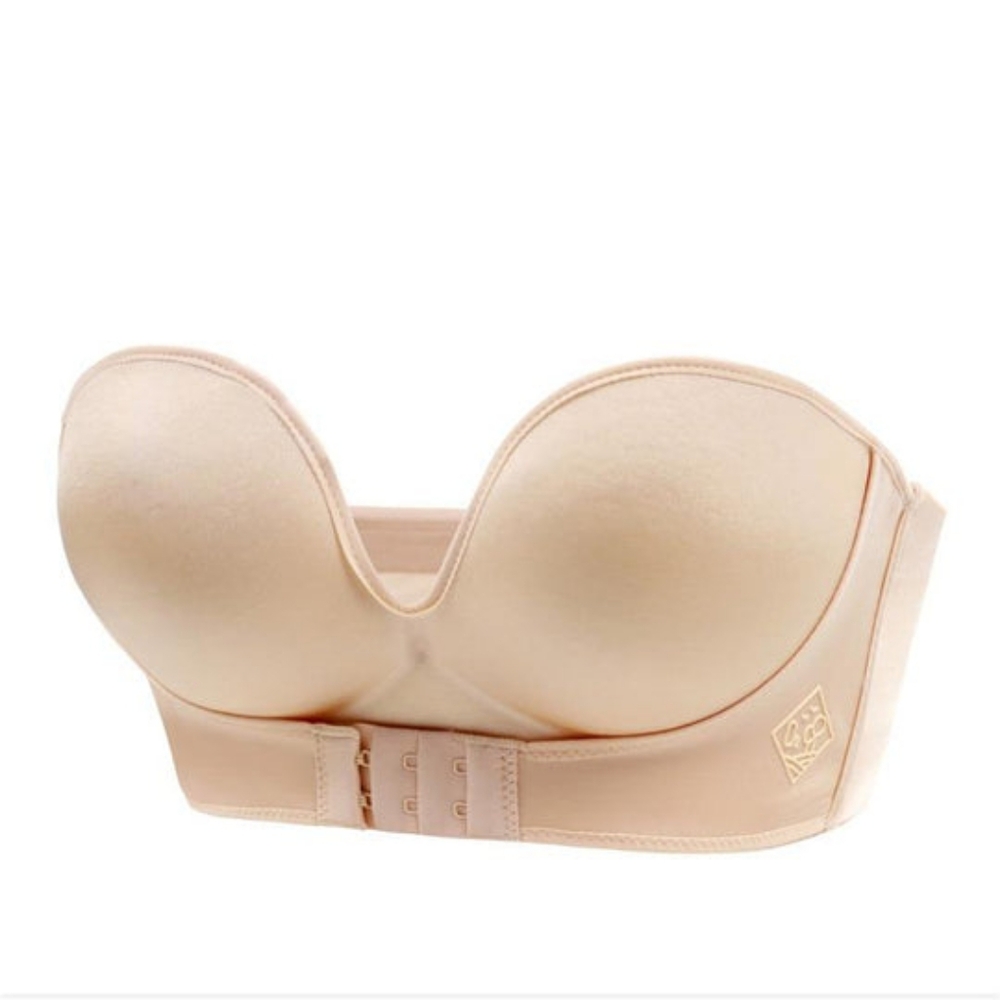 Magic Bra 34D Beige Strapless Buckle Front